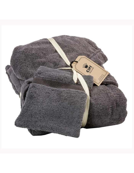 Elegant woman's bathrobe with cotton capped sponge hood of pure cotton Made in Italy