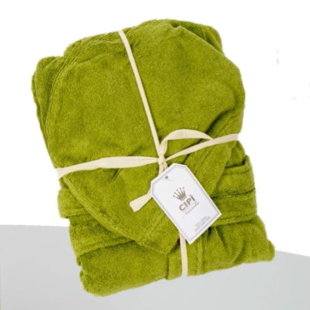 Elegant woman's bathrobe with cotton capped sponge hood of pure cotton Made in Italy