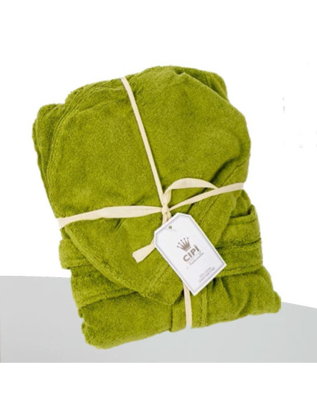 Elegant woman's bathrobe with cotton capped sponge hood of pure cotton Made in Italy