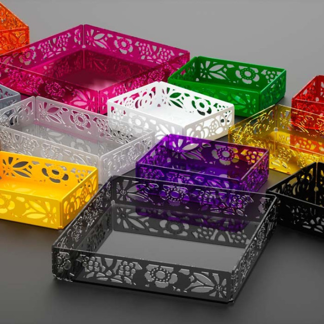 Vassoio contenitore in plexiglass | 9 colori disponibili