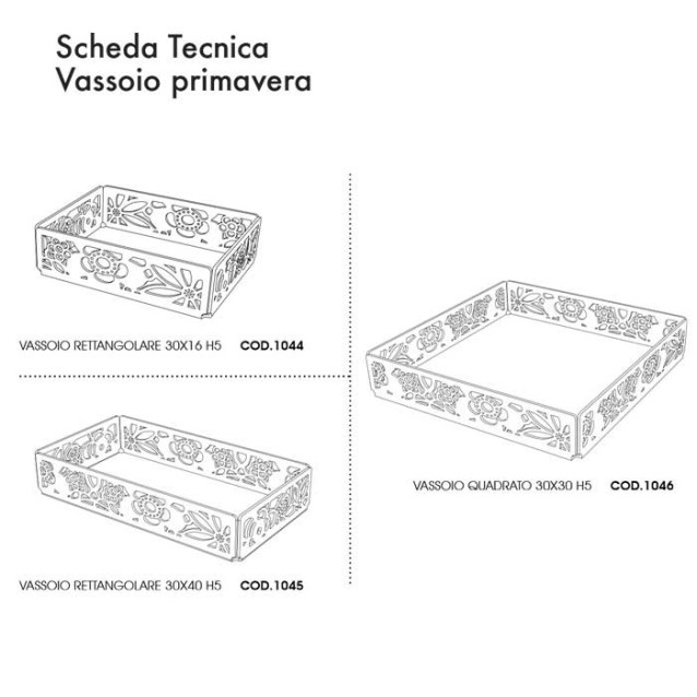 Vassoio contenitore in plexiglass | 9 colori disponibili