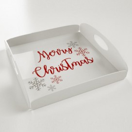 Vassoio natalizio Merry Christmas Neve | Plexiglass | Petrozzi