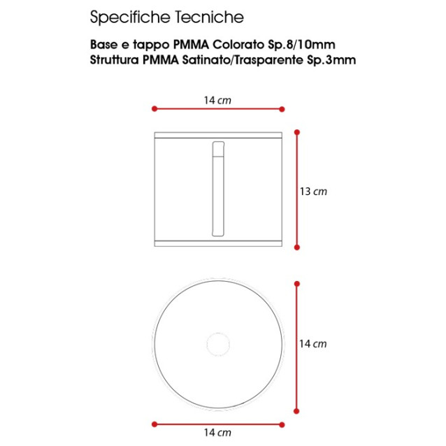 Portarotolo da appoggio tondo | Plexiglass colorato | Petrozzi