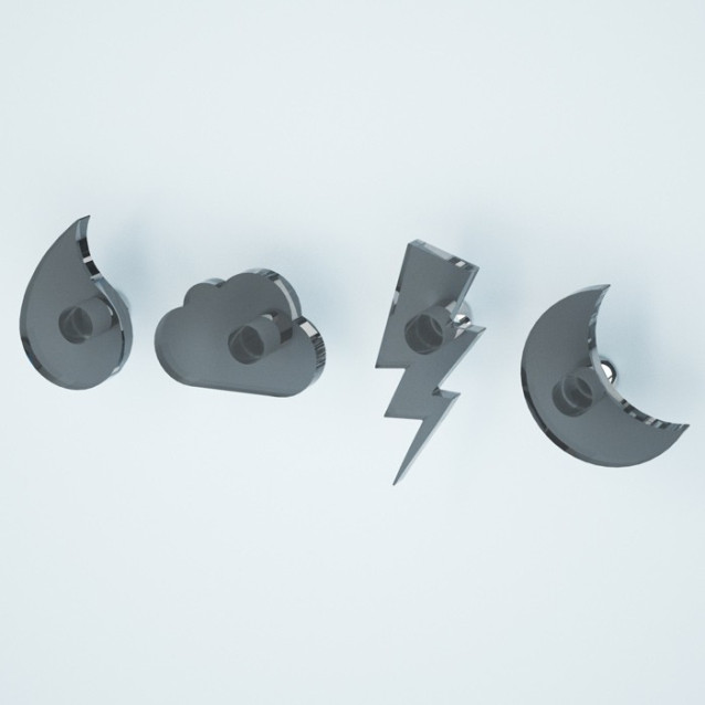 Appendiabiti Goccia Nuvola Tuono Luna | Plexiglass colorato | Petrozzi