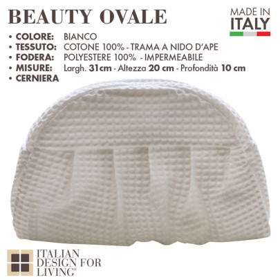 Beauty a nido d'ape OVALE in cotone con fodera interna impermeabile  | Disponibile nel colore bianco