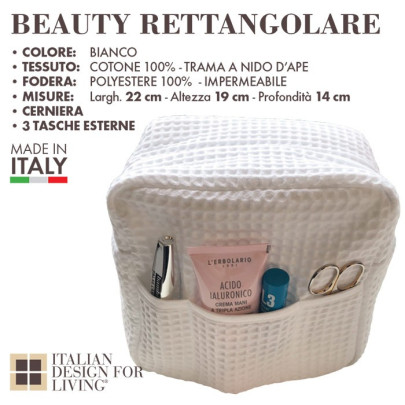 Beauty a nido d'ape RETTANGOLARE in cotone con fodera interna impermeabile  | Disponibile nel colore bianco
