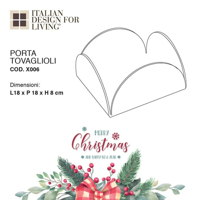 Portatovaglioli Merry Christmas 18 X 18 X 8 | 14 colori disponibili | X Mas collection