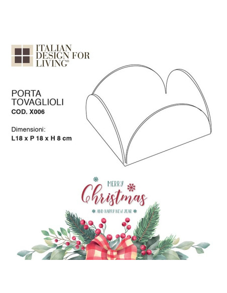 Portatovaglioli Merry Christmas 18 X 18 X 8 | 14 colori disponibili | X Mas collection