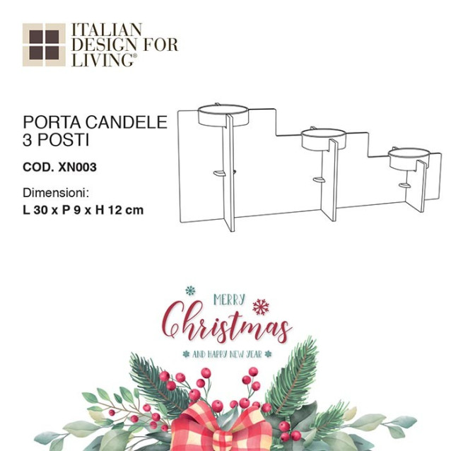 Portacandela 3 Posti| 14 colori disponibili | X Mas collection