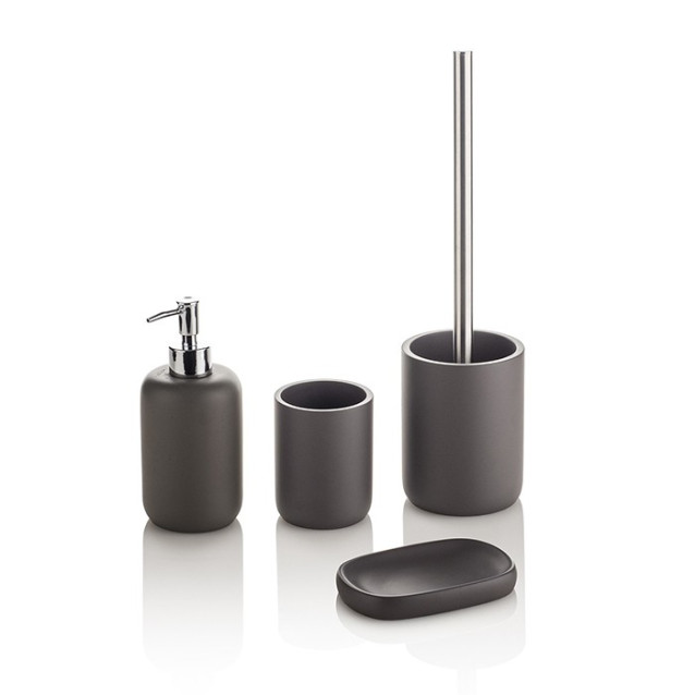 Ceramic toilet-brush holder with a grey rubber effect lining
