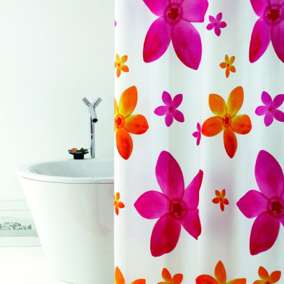 Tenda Da Doccia Rosa Con Nuvole - 180x180 Cm, Poliestere, Occhielli E Ganci Inclusi - Foto 3