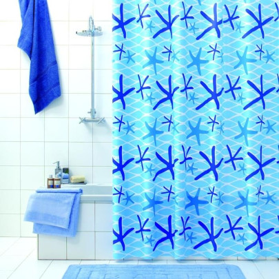 Tenda doccia "Netty" in vinile riciclabile al 100% e completa di ganci | Disponibile in 3 misure:120x200 | 180x200 | 240x200