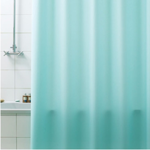 Tenda doccia "Eva" in vinile completa di anelli | Disponibile in Rosa, Celeste, Bianco, Verde acqua e Beige | Misura 180x200