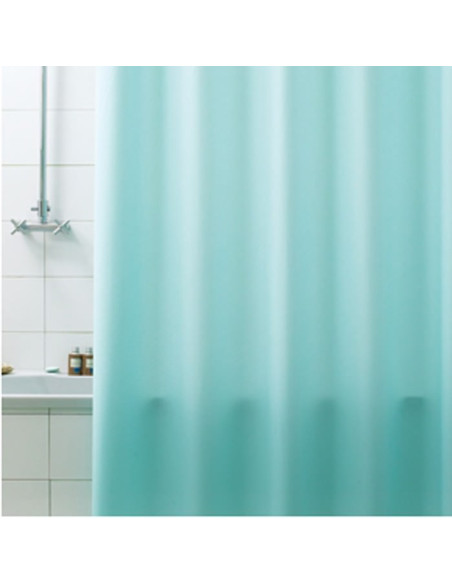 Tenda doccia "Eva" in vinile completa di anelli | Disponibile in Rosa, Celeste, Bianco, Verde acqua e Beige | Misura 180x200