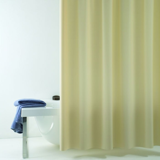 Tenda doccia "Eva" in vinile completa di anelli | Disponibile in Rosa, Celeste, Bianco, Verde acqua e Beige | Misura 180x200