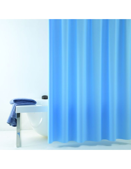 Tenda doccia "Eva" in vinile completa di anelli | Disponibile in Rosa, Celeste, Bianco, Verde acqua e Beige | Misura 180x200