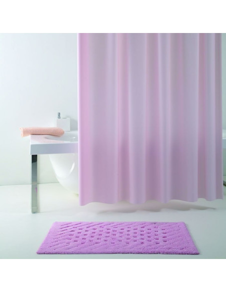 Tenda doccia "Eva" in vinile completa di anelli | Disponibile in Rosa, Celeste, Bianco, Verde acqua e Beige | Misura 180x200