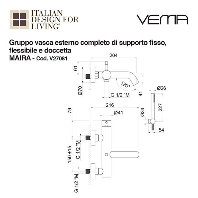 Gruppo Miscelatore Vasca esterno Maira | Vema