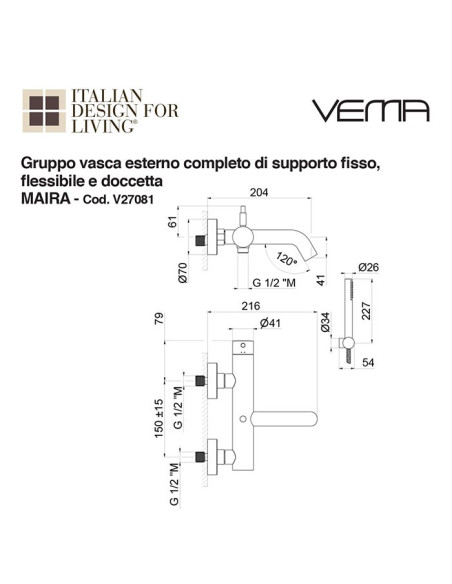 Miscelatore lavabo Maira senza scarico | Vema