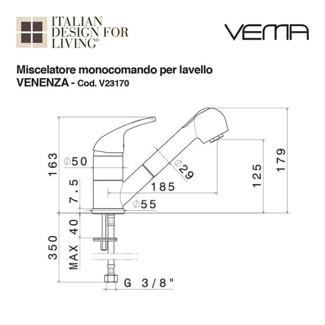 Miscelatore per lavello doppio getto canna estraibile | Vema