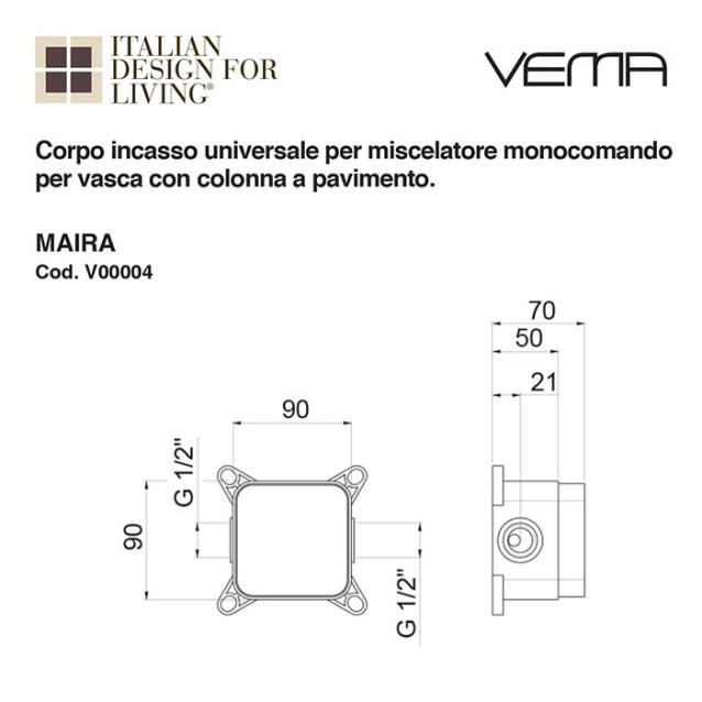 Gruppo Miscelatore Vasca Maira con colonna pavimento | Vema
