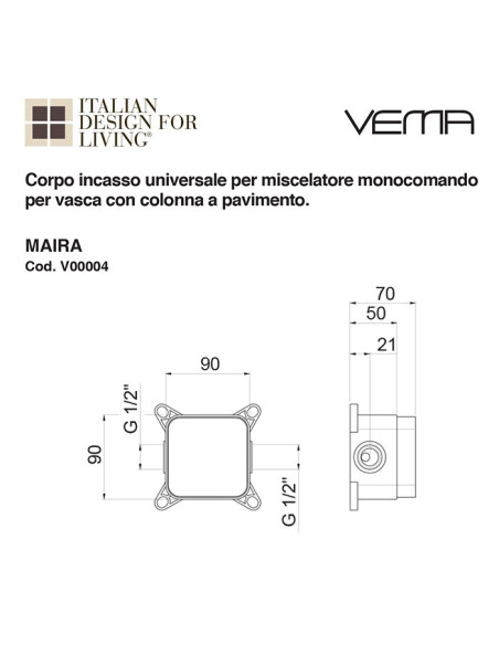 Gruppo Miscelatore Vasca Maira con colonna pavimento | Vema