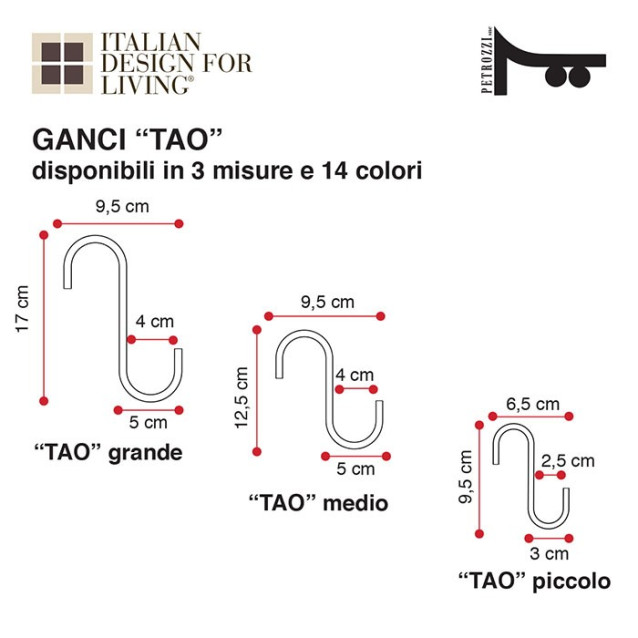 Gancio box doccia Tao| Plexiglass | 14 colori disponibili | Petrozzi