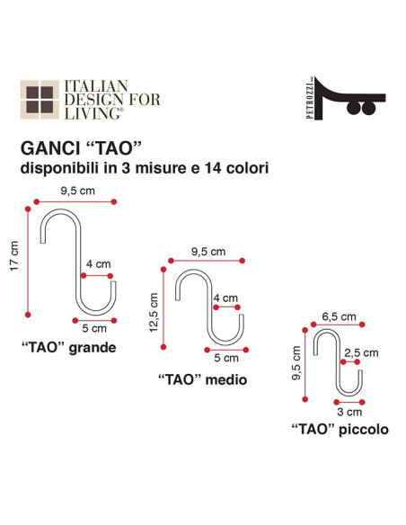 Gancio box doccia Tao| Plexiglass | 14 colori disponibili | Petrozzi