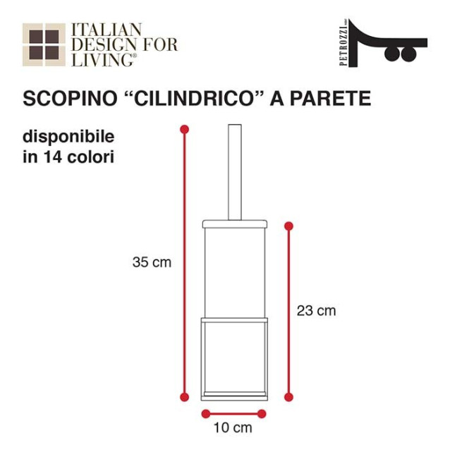 Porta scopino cilindrico a parete| Plexiglass | Opal bianco  | Petrozzi