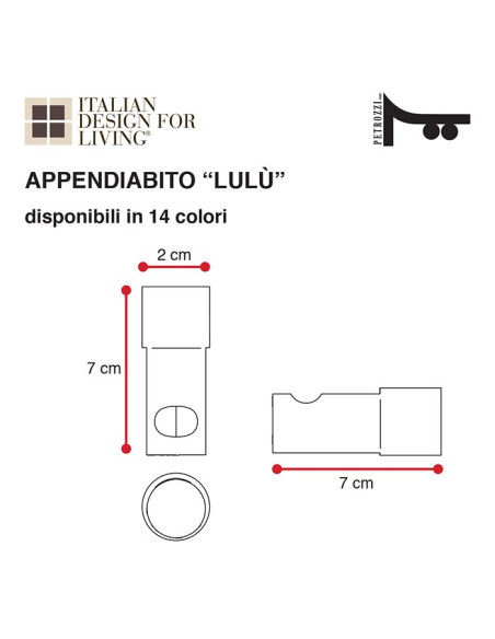 Appendiabito da parete  Lulù | Plexiglass | 14 Colorazioni | Petrozzi