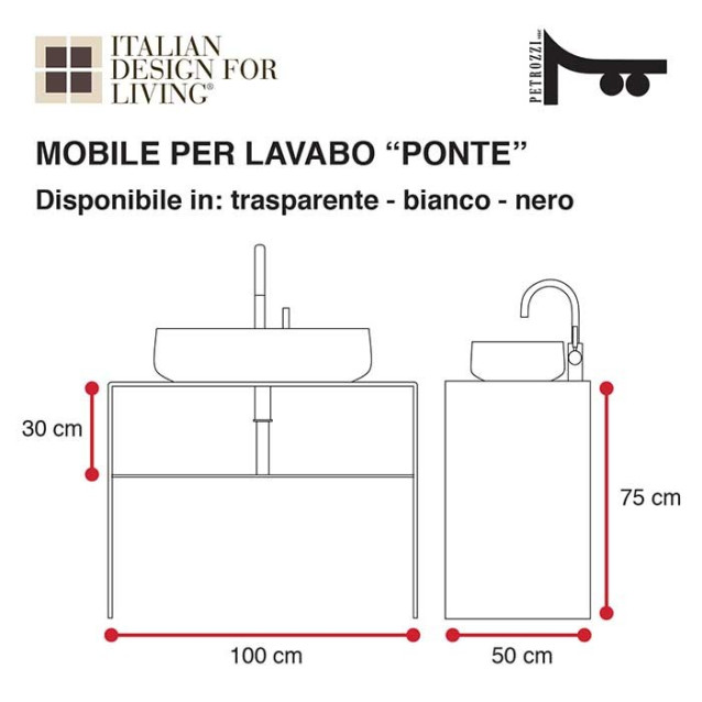 Mobile Bagno da 105 cm | Modello Street | Struttura in ferro antiruggine e PPMA colato