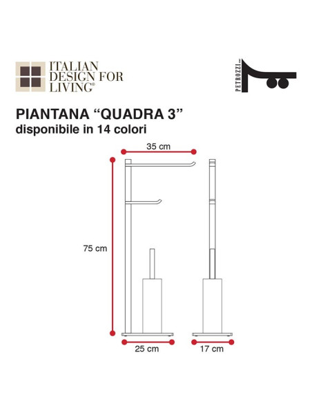 Piantana Quadra 3 colorato| Plexiglass | 13 colori | Petrozzi