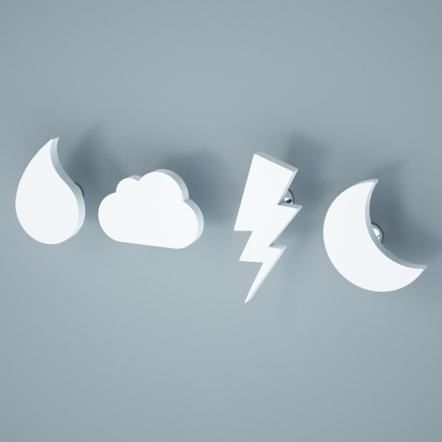 Appendiabiti a Magnete Goccia Nuvola Tuono Luna | Plexiglass colorato | Petrozzi