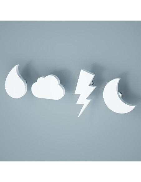 Appendiabiti a Magnete Goccia Nuvola Tuono Luna | Plexiglass colorato | Petrozzi