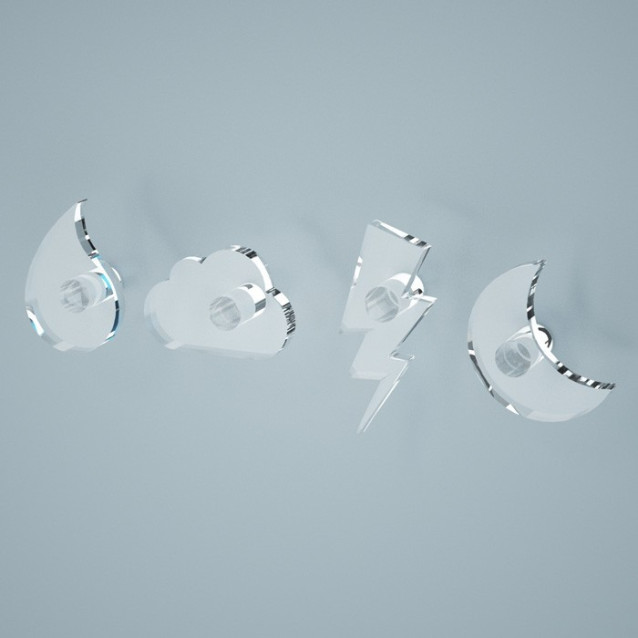 Appendiabiti a Magnete Goccia Nuvola Tuono Luna | Plexiglass colorato | Petrozzi