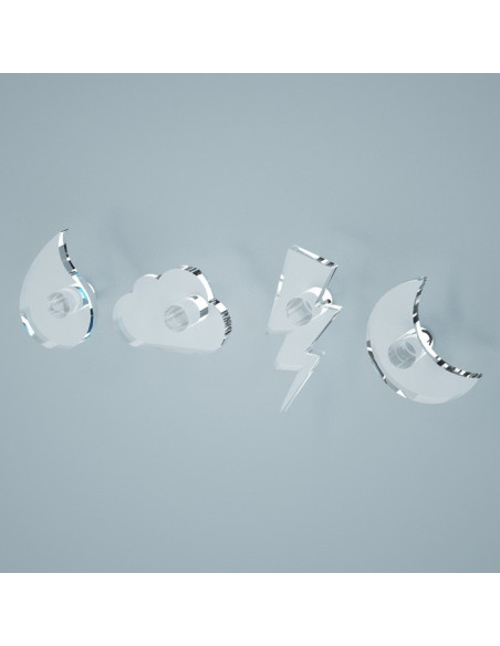 Appendiabiti a Magnete Goccia Nuvola Tuono Luna | Plexiglass colorato | Petrozzi