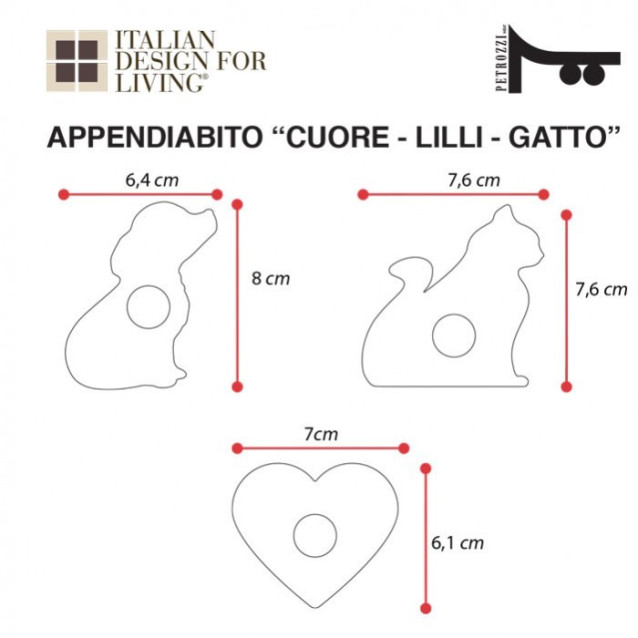 Appendiabiti Gatto Cuore Lilli | Magnete|  Plexiglass | Petrozzi