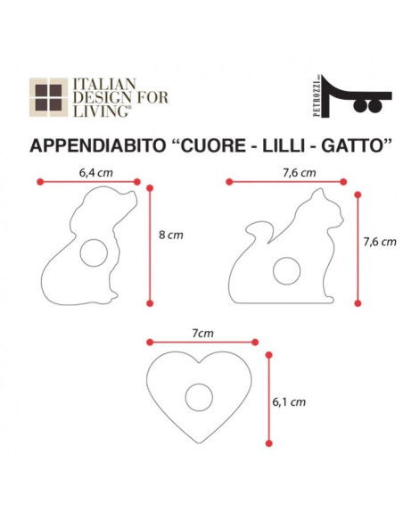 Appendiabiti Gatto Cuore Lilli | Magnete|  Plexiglass | Petrozzi
