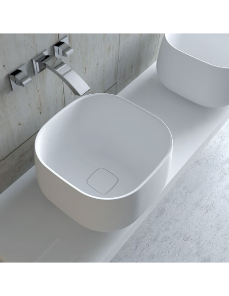 Lavabo da appoggio quadrato in Solidtech | Disponibile in 3 colori | collezione Lovely Bath