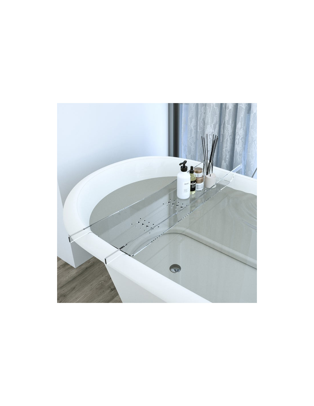 Vassoio Per Vasca Da Bagno Allungabile - Mensola Trasparente Per IPad, Libro, Candele, Relax Assicurato