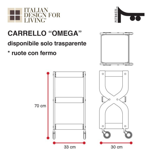Cart with wheels with floral design | Plexiglass | 9 colours available