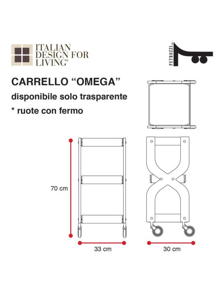 Cart with wheels with floral design | Plexiglass | 9 colours available