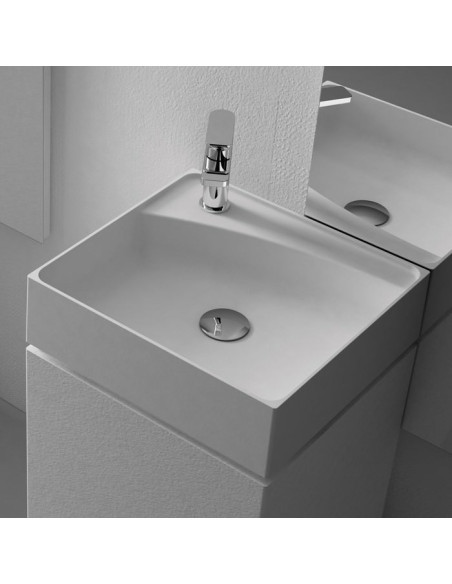 Lavabo freestanding bianco vellutato | Disponibile anche in 3 colori Solidtech | Collezione Brera