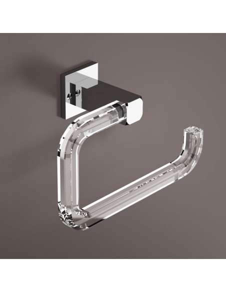 Porta rotolo da parete | Metallo cromato e plexiglass | Quadra | Petrozzi