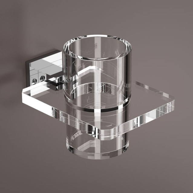 Porta bicchiere da parete | Metallo cromato e plexiglass | Quadra | Petrozzi