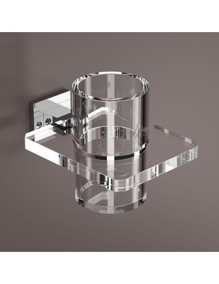 Porta bicchiere da parete | Metallo cromato e plexiglass | Quadra | Petrozzi