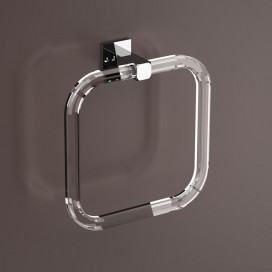 Wall mounted towel ring | Chrome metal and plexiglass | Quadra | Petrozzi