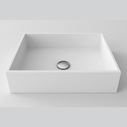Lavabo da appoggio rettangolare in StoneLight | 52x38 cm | Bianco opaco | Collezione Lovely Bath