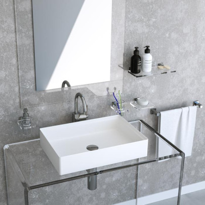 Porta sapone da parete | Metallo cromato e plexiglass | Quadra | Petrozzi