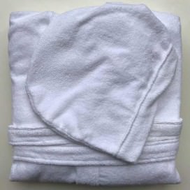 Accappatoio unisex con cappuccio, due tasche e cintura, in morbida spugna Made in Italy. Disponibile in 4 colori